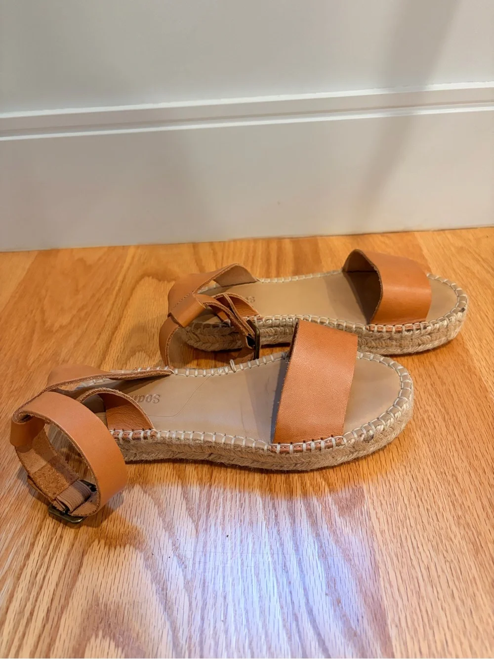 Soludos Tan Leather Ankle-Strap Espadrille Sandals
